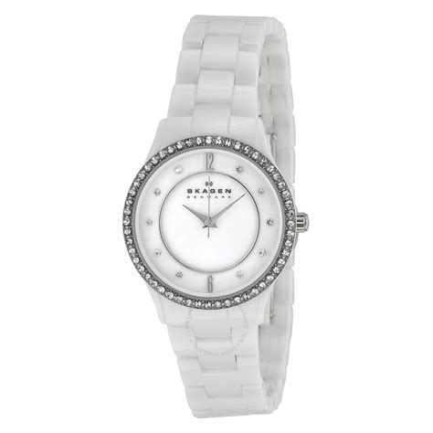 skagen white ceramic ladies watches